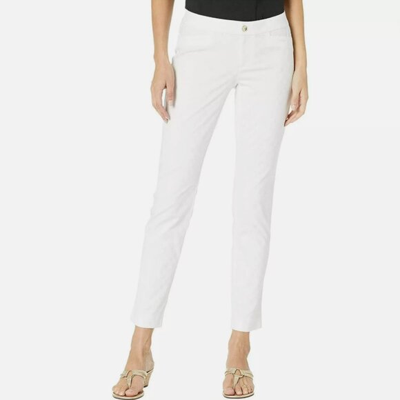 Lilly Pulitzer Kelly Textured Ankle Length Skinny Pants Resort White - Picture 3 of 13